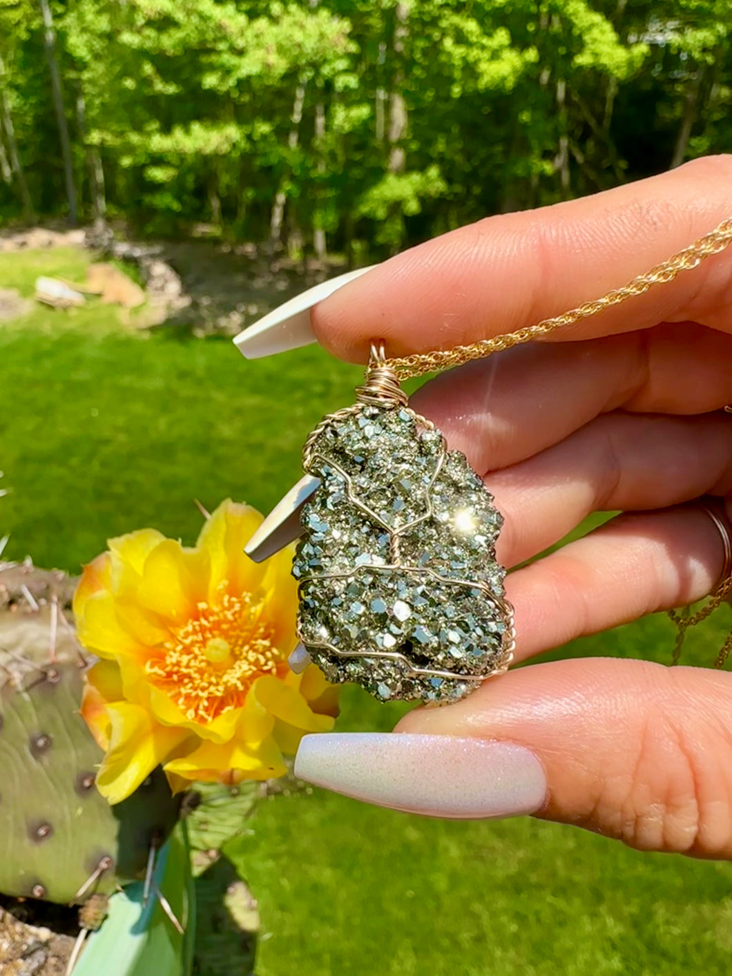 grand raw pyrite nug necklace