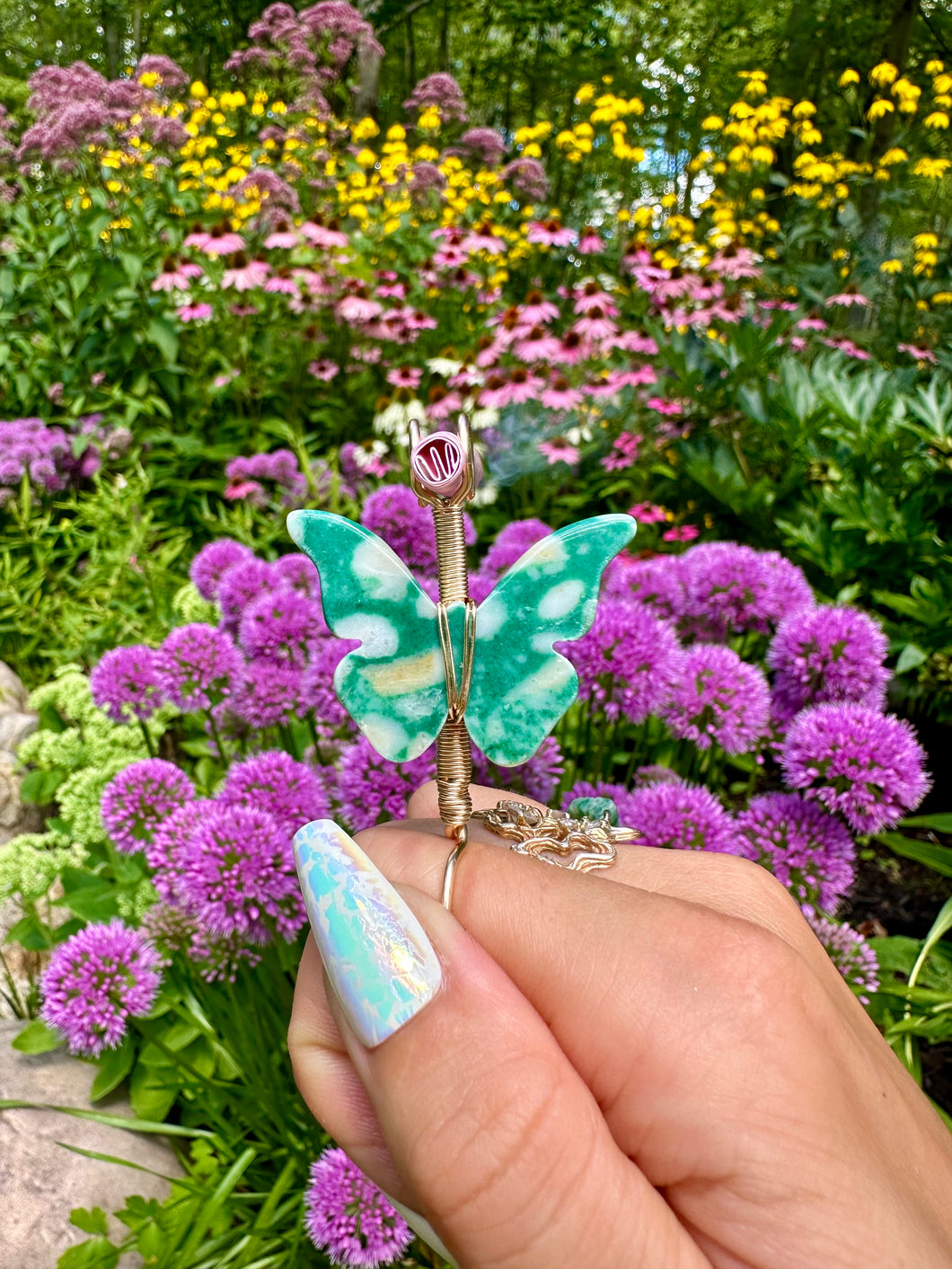 ♡*one of one*♡ 14k gold jade butterfly smoke ring