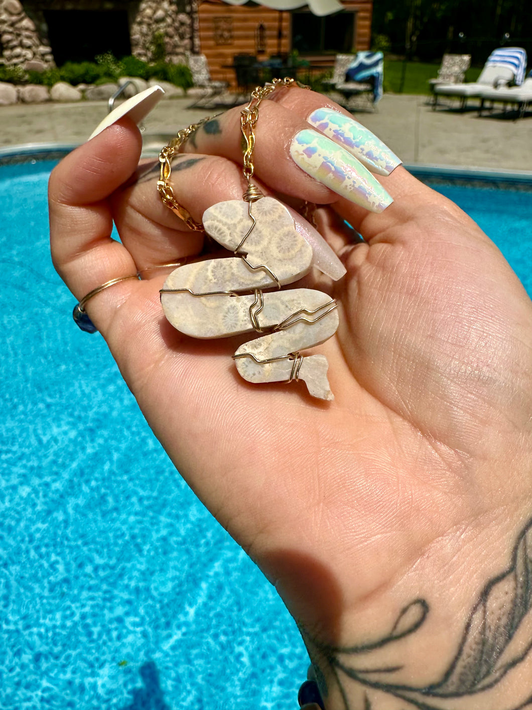 fossilized coral snake necklace