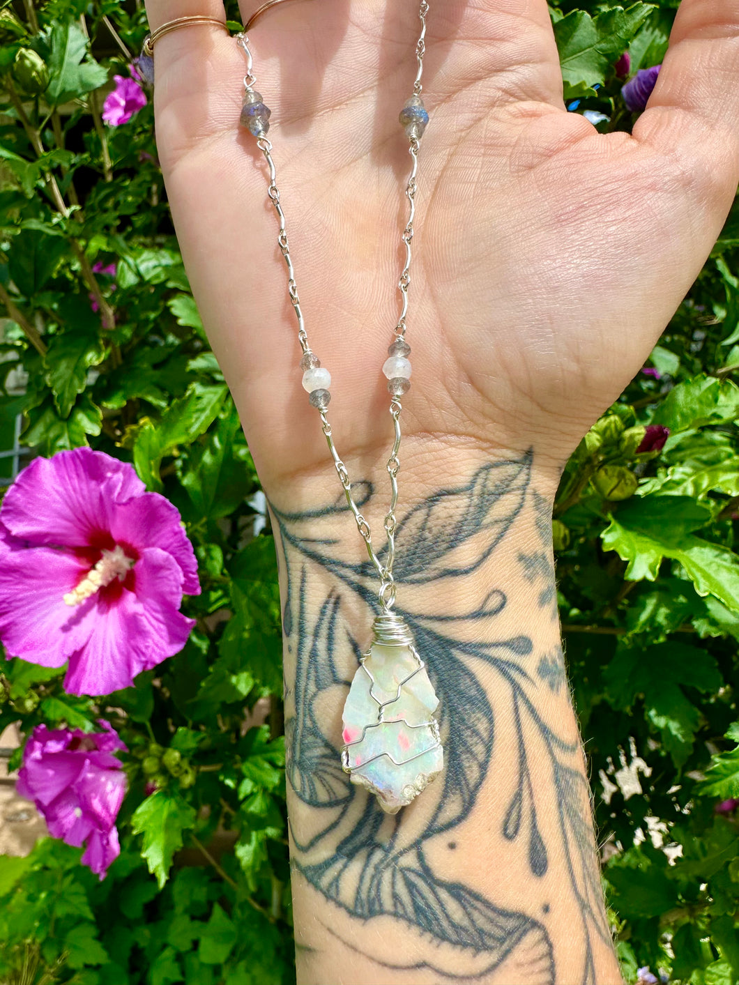 ♡*one of one*♡ raw opal necklace sterling silver