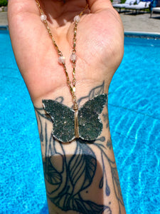 black amethyst butterfly necklace