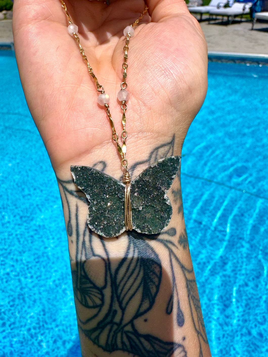 black amethyst butterfly necklace