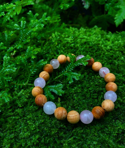 natural crystal wood bead bracelet