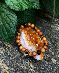 natural crystal wood bead bracelet