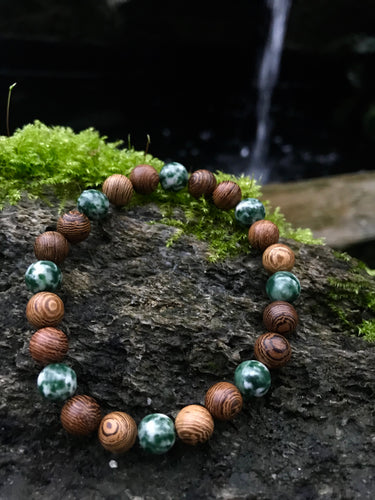 tree moss agate natural wood bracelet