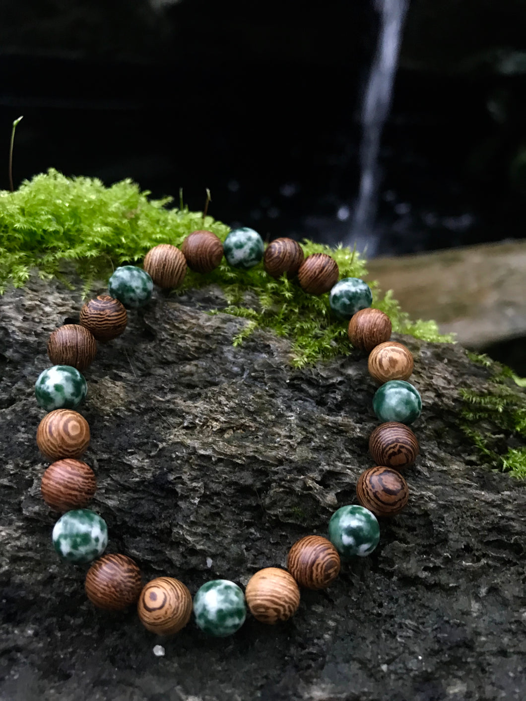 tree moss agate natural wood bracelet