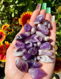 three little chevron amethyst crystals