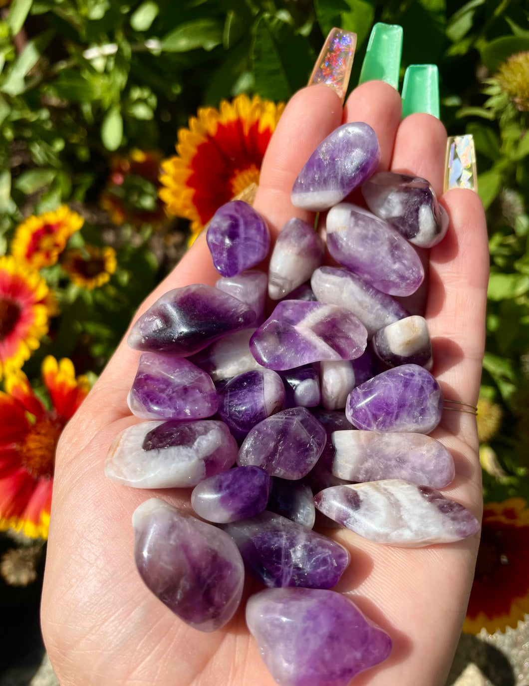 three little chevron amethyst crystals