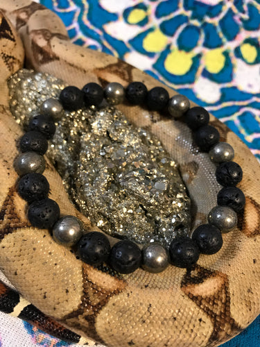 pyrite lava bracelet