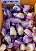 Load image into Gallery viewer, three little chevron amethyst crystals