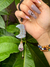 Load image into Gallery viewer, amethyst &amp; agate moon protection dangle