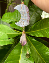 Load image into Gallery viewer, amethyst &amp; agate moon protection dangle