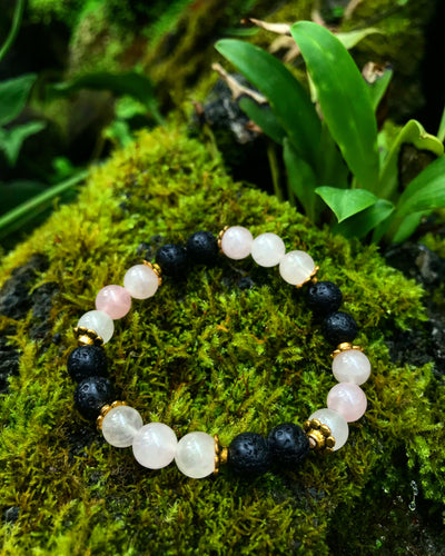 rose quartz lava bracelet