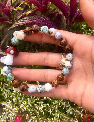 moss agate shroom bracelet
