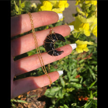 Load image into Gallery viewer, obsidian mini moon necklace