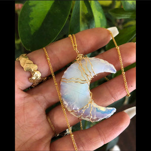 grand opalite moon necklace