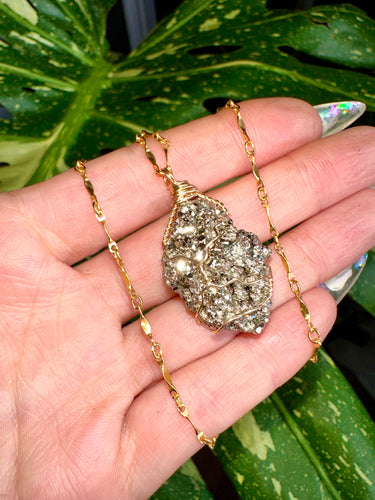 raw pyrite nug necklace  🍃