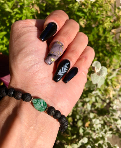 tree agate leaf lava bracelet