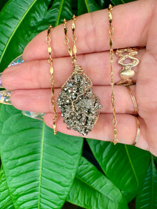 raw pyrite nug necklace  🍃