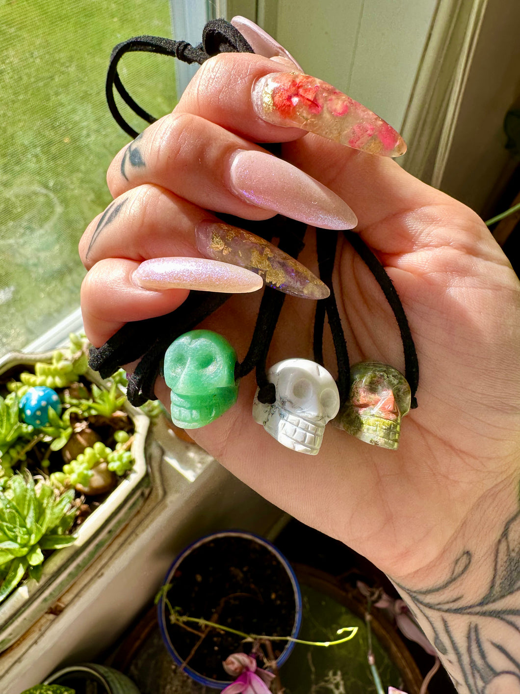 mini crystal skull necklace