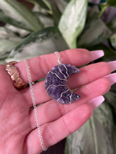Load image into Gallery viewer, custom amethyst druzy moon necklace