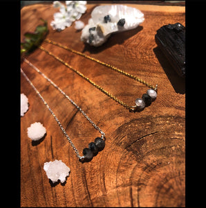 mini tourmalinated quartz bar necklace