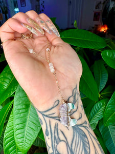 quartz moon drop necklace gold
