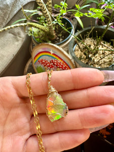raw opal necklace in 14k gold 🌈