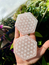 Load image into Gallery viewer, selenite flower of life hexagon
