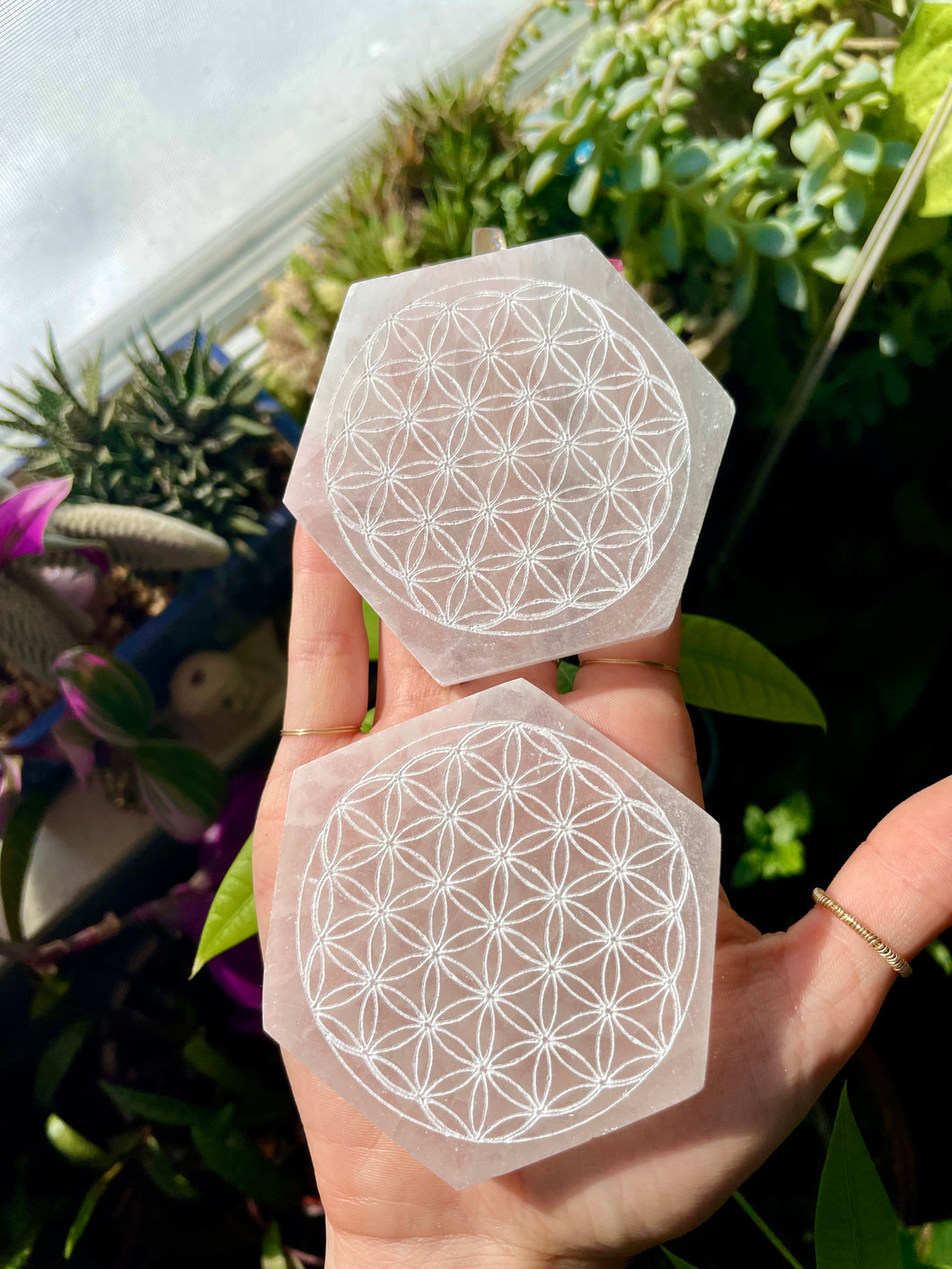 selenite flower of life hexagon