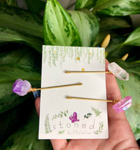 Load image into Gallery viewer, crystal hair pin gold