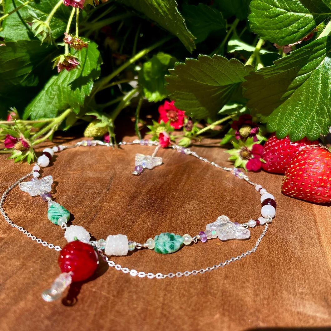 sterling strawberry fairy necklace