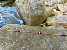 Load image into Gallery viewer, garnet &amp; moonstone crystal anklet