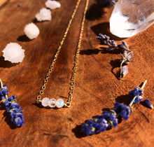 Load image into Gallery viewer, rainbow moonstone mini bar necklace