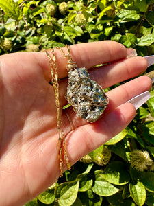 raw pyrite necklace