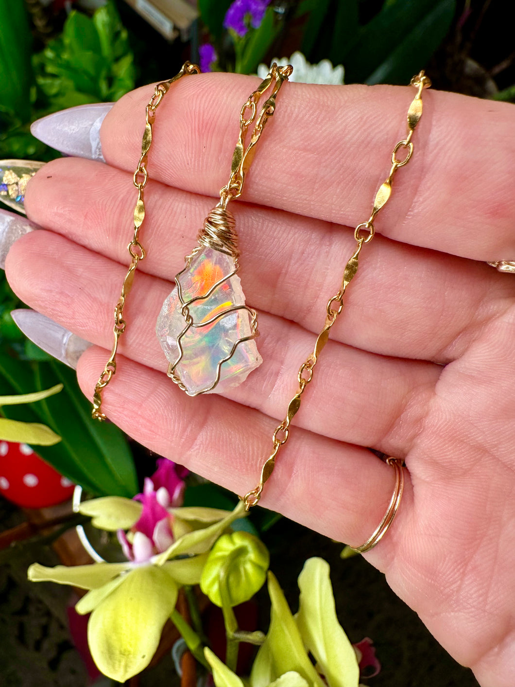 Raw sales opal necklace