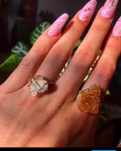 custom raw opal crystal ring
