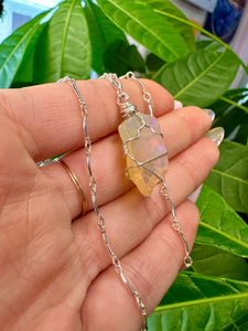 raw opal necklace sterling silver ♡