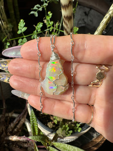 raw opal necklace in sterling silver 🌈