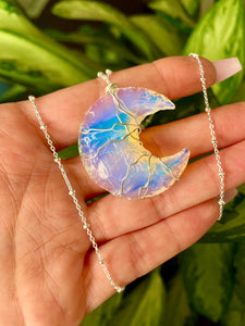 grand opalite moon necklace