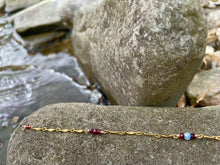 Load image into Gallery viewer, garnet &amp; moonstone crystal anklet