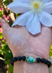 tree agate leaf lava bracelet