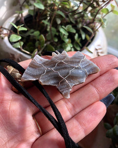 chalcedony crystal bat necklace