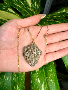grand raw pyrite nug necklace