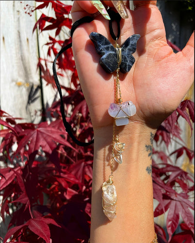 sodalite butterfly shroomie protection dangle