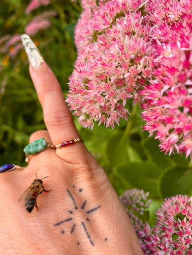 little garnet crystal ring