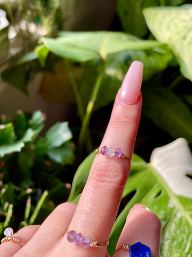 amethyst & moonstone crystal ring
