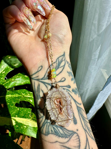 grand stalactite slice opal necklace