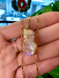 raw opal necklace 14k gold 💜