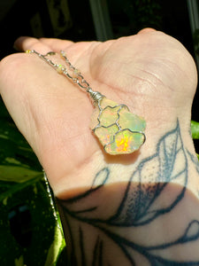raw opal necklace sterling silver